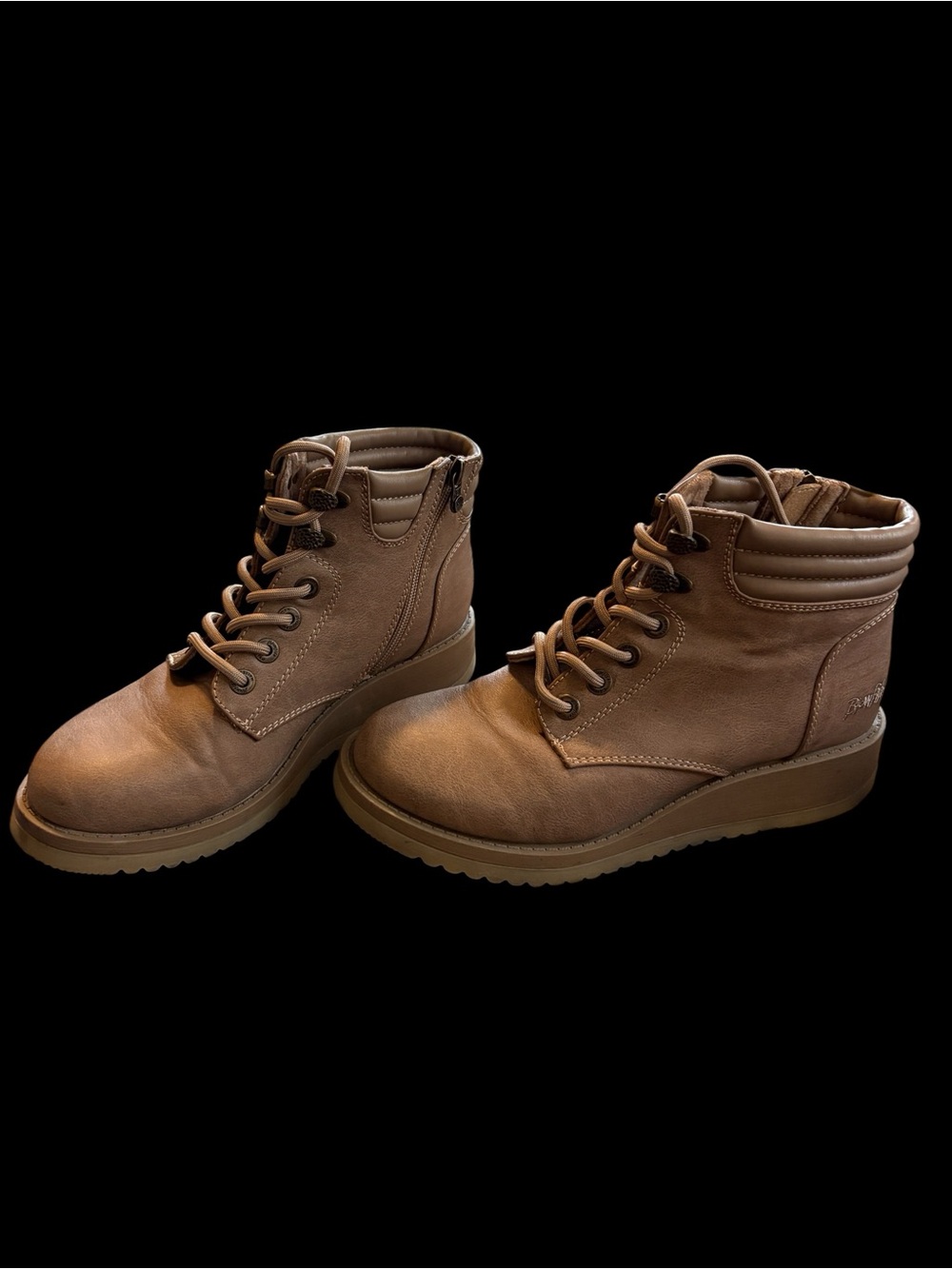 Blowfish Malibu Classic Deep Tan Lace-Up Women’s Ankle Boots with Side Zip
